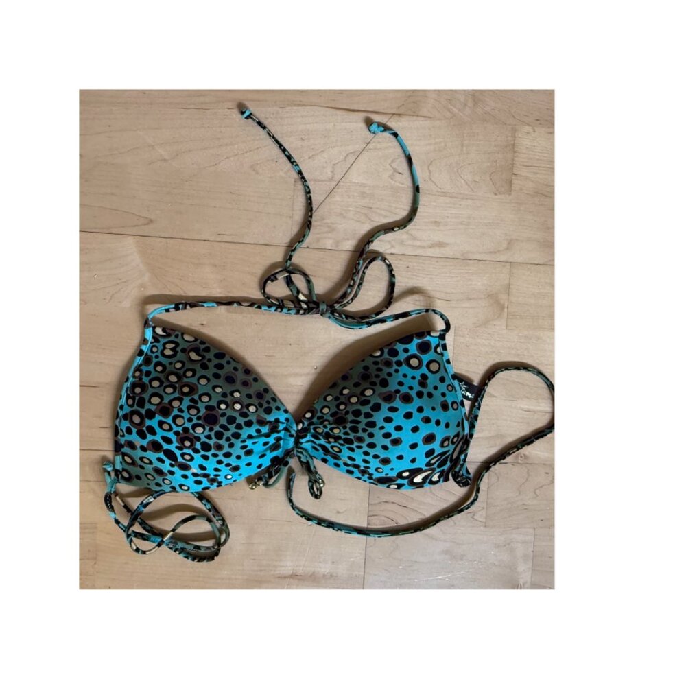Luli Fama Cosita Buena Molded Push-up Bikini Top - BLUE/BLACK/GOLD LEOPARD